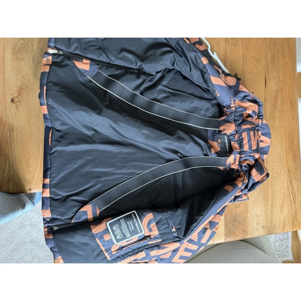 Emporio Armani Black with Orange Lettering Size 50 - NEW Authentic Puffy Jacket - Picture 7 of 7